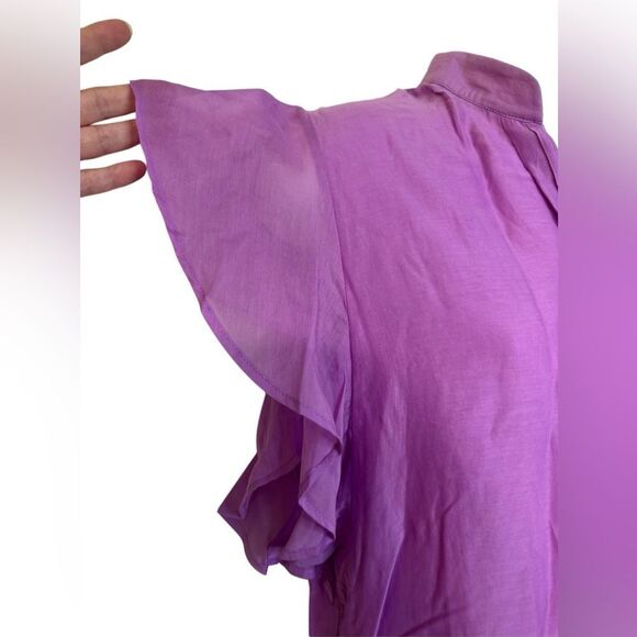 NWT Marella Flutter Sleeve Cotton & Silk Blend Blouse - Picture 5 of 8